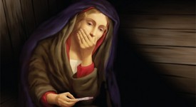 Скандално: Дева Мария с тест за бременност в ръка