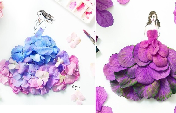 Артистка създава рокли с цветя